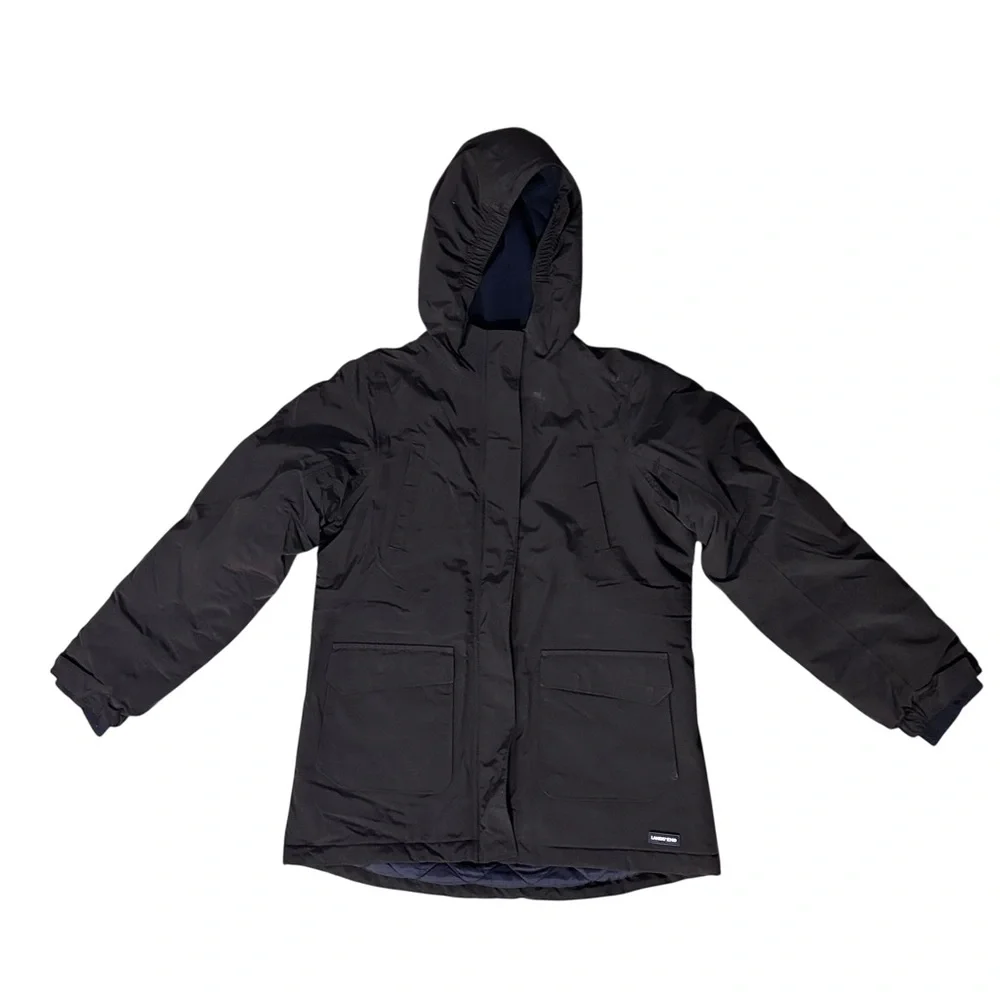 LANDS END NAVY‎ MEDIUM 10-12 ALL WEATHER COAT JACKET GROW-A-LONGS